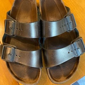 GUC Birkenstock Arizona Metallic Leather Anthracite 39 Narrow